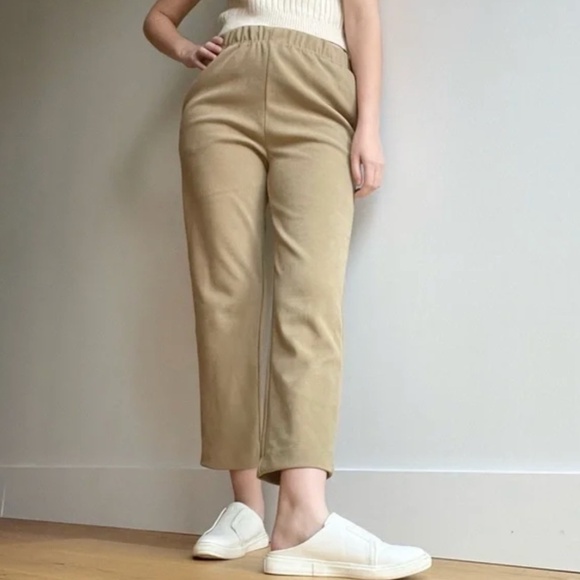 OAK+FORT Women’s Lounge pants Minimalist Faux Suede Camel/Tan Sz S - Picture 4 of 16